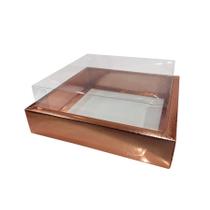 Caixa de PVC N13 Rosê Gold 17X17X7,8- 5 un - Assk Rizzo Confeitaria