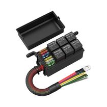 Caixa De Relé À Prova d'Água 12V Com 6 Vias Pré-cabeadas E Bloco De Fusíveis 12 AWG Para Carro E