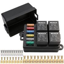 Caixa de Relés e Fusíveis Weasch 12V 6 Vias 80A Caixa de Relés e Fusíveis Weasch 12V 6 Vias 80A