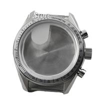 Caixa De Relógio Cronógrafo Moonswatch Preta De 39,7mm Com Bezel De Metal Para Movimento VK63 VK64 E Caixa De Relógio Cronógrafo Moonswatch Preta De 39,7mm Com Bezel De Metal Para Movimento VK63 VK64 E