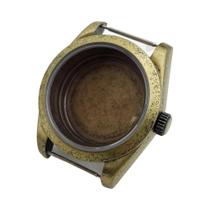 Caixa De Relógio De Bronze Escovado De 39mm Com Pulseira De Couro E Safira, Compatível Com