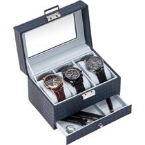 Caixa de relógio ProCase com tampa de vidro de 3 slots 16x11x10 cm Caixa de relógio ProCase com tampa de vidro de 3 slots 16x11x10 cm
