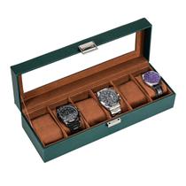 Caixa de relógio ProCase de 6 slots para homens com tampa de vidro verde meia-noite
