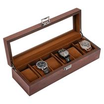 Caixa de relógio ProCase de madeira com 6 slots para homens com tampa de vidro Espress
