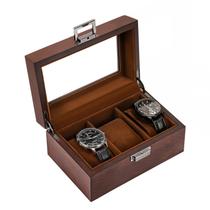 Caixa de relógio ProCase de madeira para homens com 3 slots com tampa de vidro Caixa de relógio ProCase de madeira para homens com 3 slots com tampa de vidro