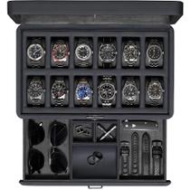 Caixa de relógio ROTHWELL Luxury para 12 relógios PU Leather Carbon