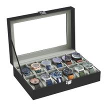 Caixa de relógio SONGMICS de 12 slots com tampa de vidro e travesseiros removíveis