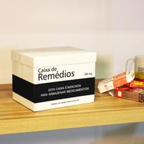 Caixa de Remédios de Metal Tarja Preta 20x15x15 cm Organização e Armazenamento