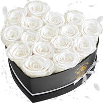 Caixa de Rosas Preservadas em Formato de Coração - 16 Peças
