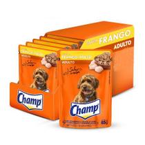 Caixa de sachês Champ para cães adultos sabor frango caseira 85g. com 20 unidades