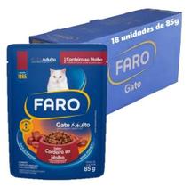 Caixa de saches faro gato adulto carne 85 gr. com 18 unidades