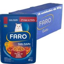 Caixa de saches faro gato adulto frango 85 gr. com 18 unidades
