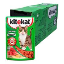 Caixa de sachês Kitekat para gatos adultos sabor cordeiro ao molho 70g. com 24 unidades