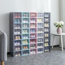 caixa de sapatos 10 peças, armazenamento dobrável, plástico transparente, organizador de casa,PRETA - KIT 10 PRETAS