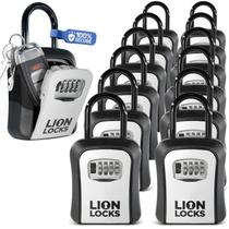 Caixa de Segurança para Chaves Lion Locks com Cadeado de 4 Dígitos, Impermeável, Kit com 12 Unidades