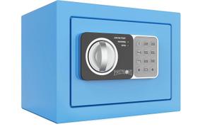 Caixa de segurança PATRON pequena de 0,236 pés cúbicos azul com chave e código