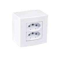 Caixa De Sobrepor 2 Tomadas 2p+t 3 Pinos 20a 75x75mm Branco com Suporte Margirius