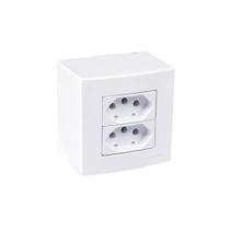 Caixa de Sobrepor 75x75 com Tomada Dupla MarGirius Sleek 2P+T 20A Branca