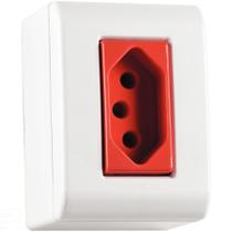 Caixa de Sobrepor com 1 Tomada 2P+T 20 A 250 V Tramontina LizFlex com Vermelha e Branca