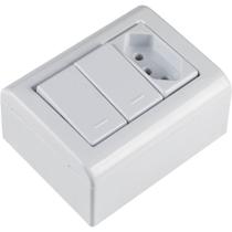 Caixa de Sobrepor com 2 Interruptores Simples E 1 Tomada 2p+t de 10 Ampères E 250 Volts Lizflex Bran Caixa de Sobrepor com 2 Interruptores Simples E 1 Tomada 2p+t de 10 Ampères E 250 Volts Lizflex Bran