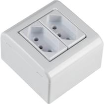 Caixa de Sobrepor com 2 Tomadas 2p+t 10 Ampères 250 Volts Lizflex Branca 57304012 Tramontina Cai