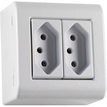 Caixa de Sobrepor com 2 Tomadas 2P+T 20 A 250 V Tramontina LizFlex Branca