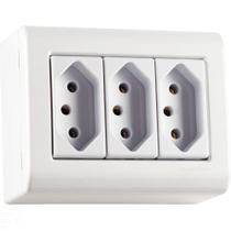 Caixa De Sobrepor Com 3 Tomadas 2p+t 10 A 250 V Tramontina Lizflex Branca Tramontina