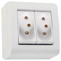 Caixa de Sobrepor LizFlex Branca com 2 Tomadas 2P+T de 20 Ampères e 250 Volts - 57304025 - TRAMONTINA