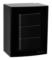 Caixa de Sobrepor Preta + 3 Interruptores Simples Margirius EBONY SLEEK