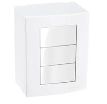 Caixa de Sobrepor Sistema X Interruptor Simples Triplo Branco Sleek - Margirius