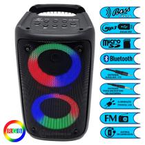 Caixa de Som 15W Rádio FM Bluetooth Entrada Microfone e Auxiliar Luz RGB Lindo Efeito KA8910 - LTOMEX
