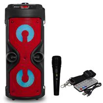 Caixa De Som 16W Radio FM Alto Falante Portátil USB TF Com Microfone Vermelho