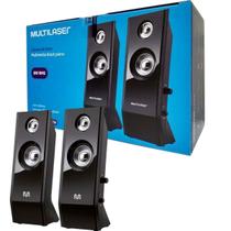 Caixa De Som 2.0 8W P2+USB Black Piano Multi SP091 Caixa De Som 2.0 8W P2+USB Black Piano Multi SP091