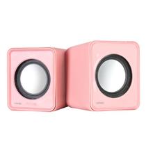 Caixa de som 2.0 usb 5v 2x 1w com controlador de volume rosa - vs-01r