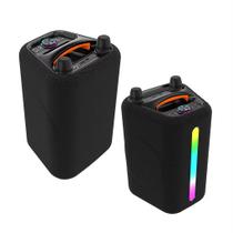 Caixa de Som 2 Microfones Portátil Bluetooth 5.0 Bateria RGB USB somBox D-XK312