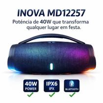 Caixa de Som 40W TWS Portátil Bluetooth 5.3 Estéreo HiFi IPX6 Resistência à Água Bateria 5h Inova MD12257 Preto