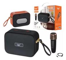 Caixa De Som 50w Potencia Bluetooth E Microfone Karaokê