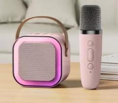 Caixa de som 5w Karaokê Com Microfones Familia Ktv rosa