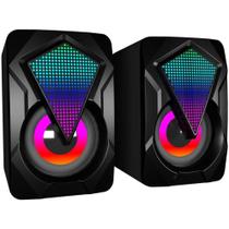 Caixa de Som 6W RMS Gamer RGB Som Forte Alto Falantes Caixinha Iluminação Led PC - Lehmox