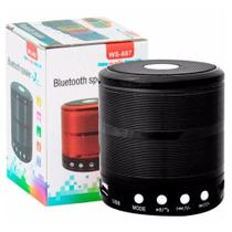Caixa de Som 887 Mini Caixinha Bluetooth Portatil Usb Sd Fm Bateria Recarregavel - Preto