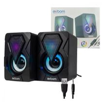 Caixa de Som Alto Falante 2.0 com LED RGB Star Fusion 6W para Computador Notebook Gamer Exbom CS-C20