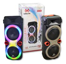 Caixa De Som Alto Falante Bluetooth Karaoke Mox S720 Lights Led Com Bateria