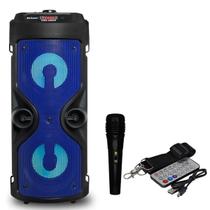 Caixa De Som Alto Falante Com Bluetooth Rádio FM TF Alta Com Alça Azul