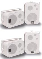 Caixa de Som Ambiente Branca DONNER SP 400 - Kit c/ 4 caixas