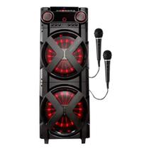 Caixa de Som Ampl. Polyvox XT-2000T Bluetooth TWS Fm LED 2000w- 2 Mic