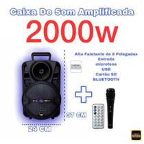Caixa de Som Amplificada 2000W Microfone Bluetooth Rádio FM