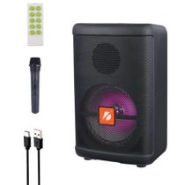 Caixa de som amplificada bluetooth radio microfone controle karaoke amplificador de chao led fm usb dc tf auto falante p