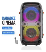 Caixa De Som Amplificada Com Duas Entradas Microfones Led potente Bass hsul