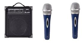 Caixa De Som Amplificada Multi Uso Lx60 + 2 Microfone C/ Fio - LL Audio