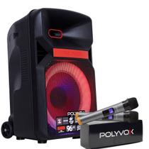 Caixa De Som Amplificada Xc-812 Polyvox Bluetooth Usb 700w + 2 Microfones sem Fio Polyvox